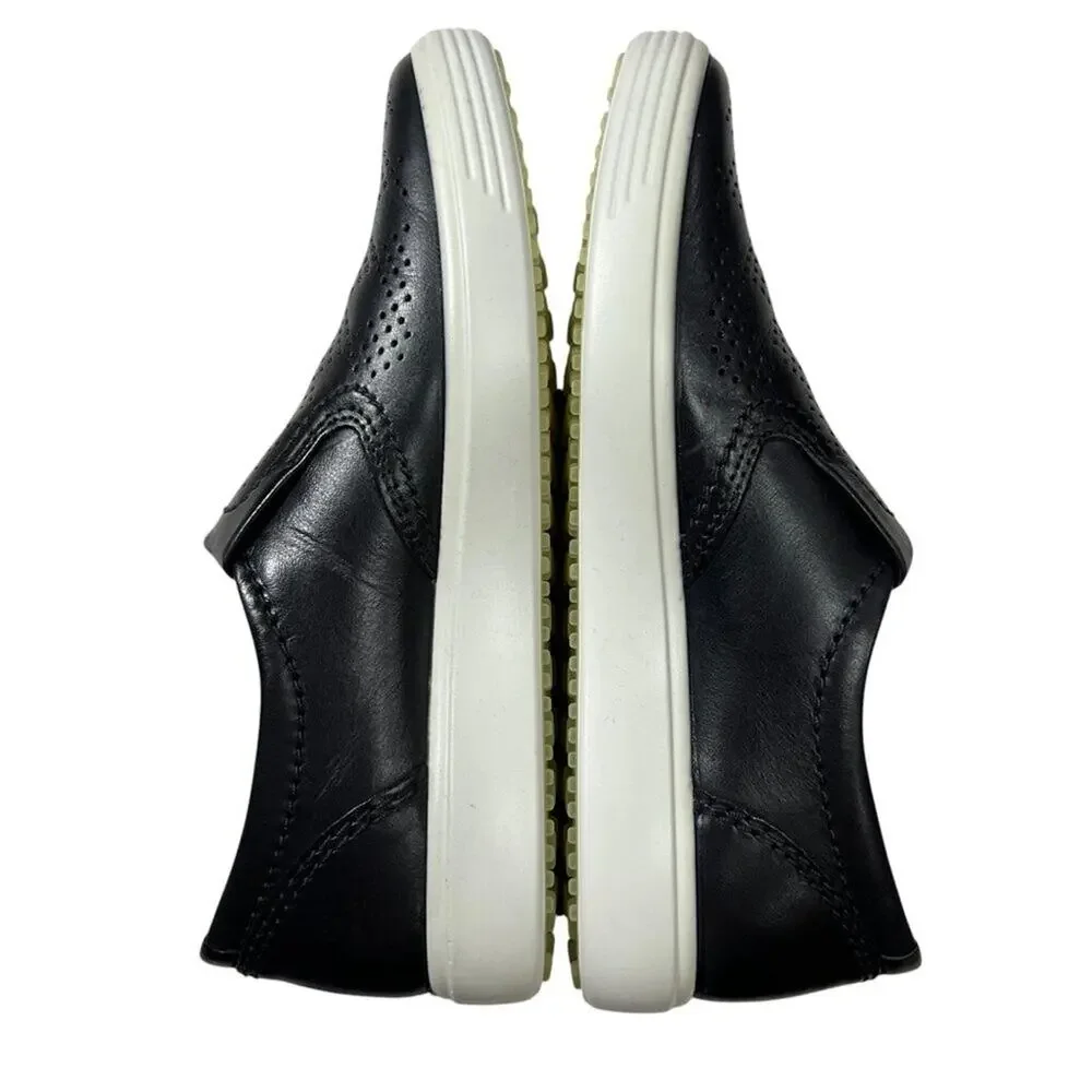 ECCO Soft 7 Slip-On Sneakers SIZE 36 Black Perforated Leather Walking Shoes NIB